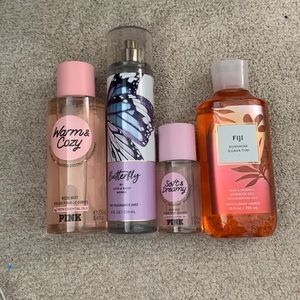 Pink and bbw spray and body wash